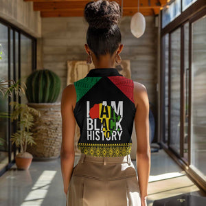 Juneteenth Women Sleeveless Polo Shirt Mix African Pattern - I Am Black History