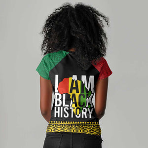 Juneteenth Women V-Neck T-Shirt Mix African Pattern - I Am Black History