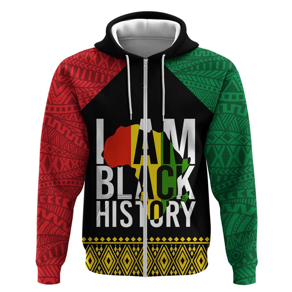 Juneteenth Zip Hoodie Mix African Pattern - I Am Black History