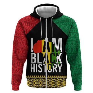 Juneteenth Zip Hoodie Mix African Pattern - I Am Black History