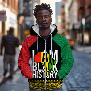 Juneteenth Zip Hoodie Mix African Pattern - I Am Black History