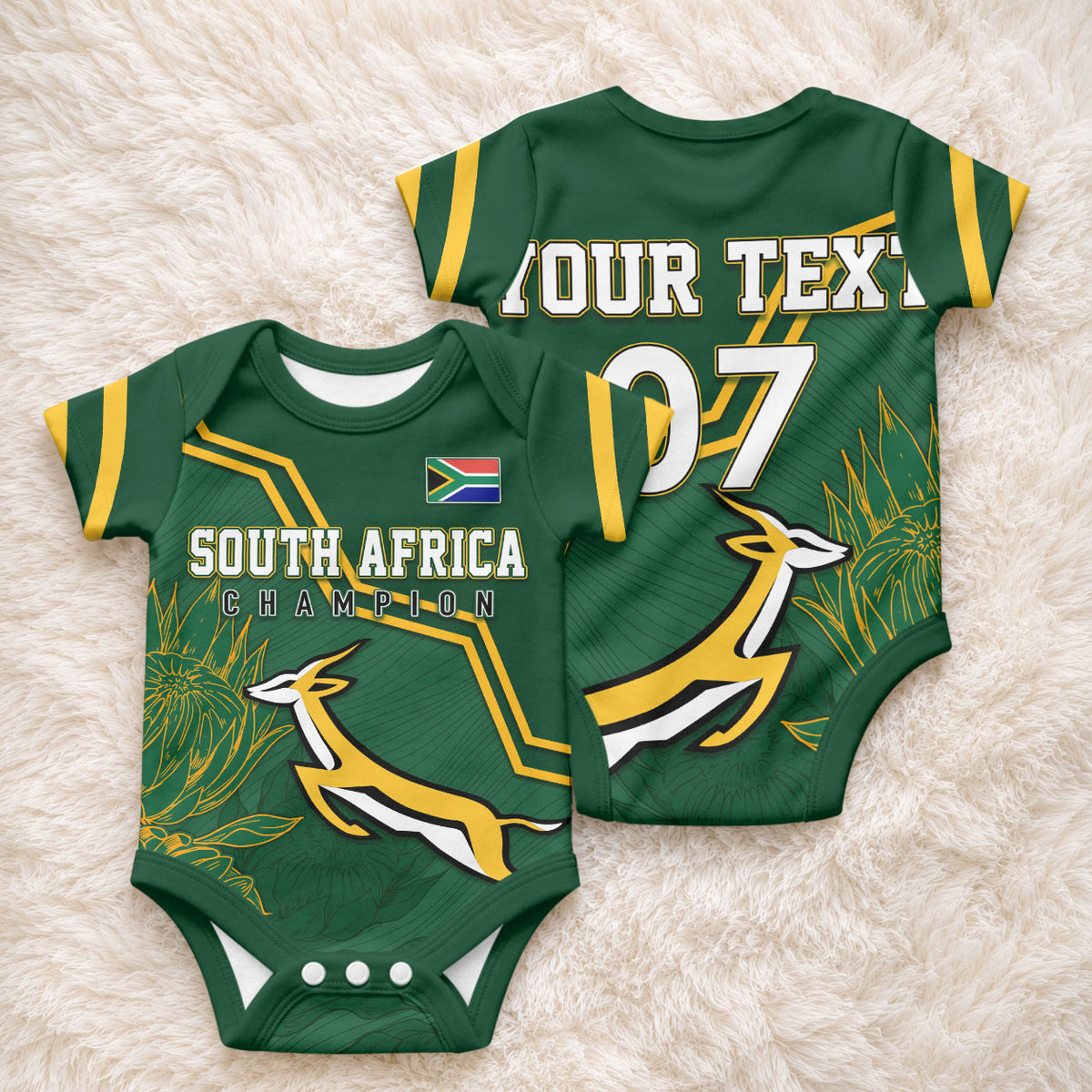 South Africa Rugby 2023 Custom Baby Onesie Champions GO Bokke
