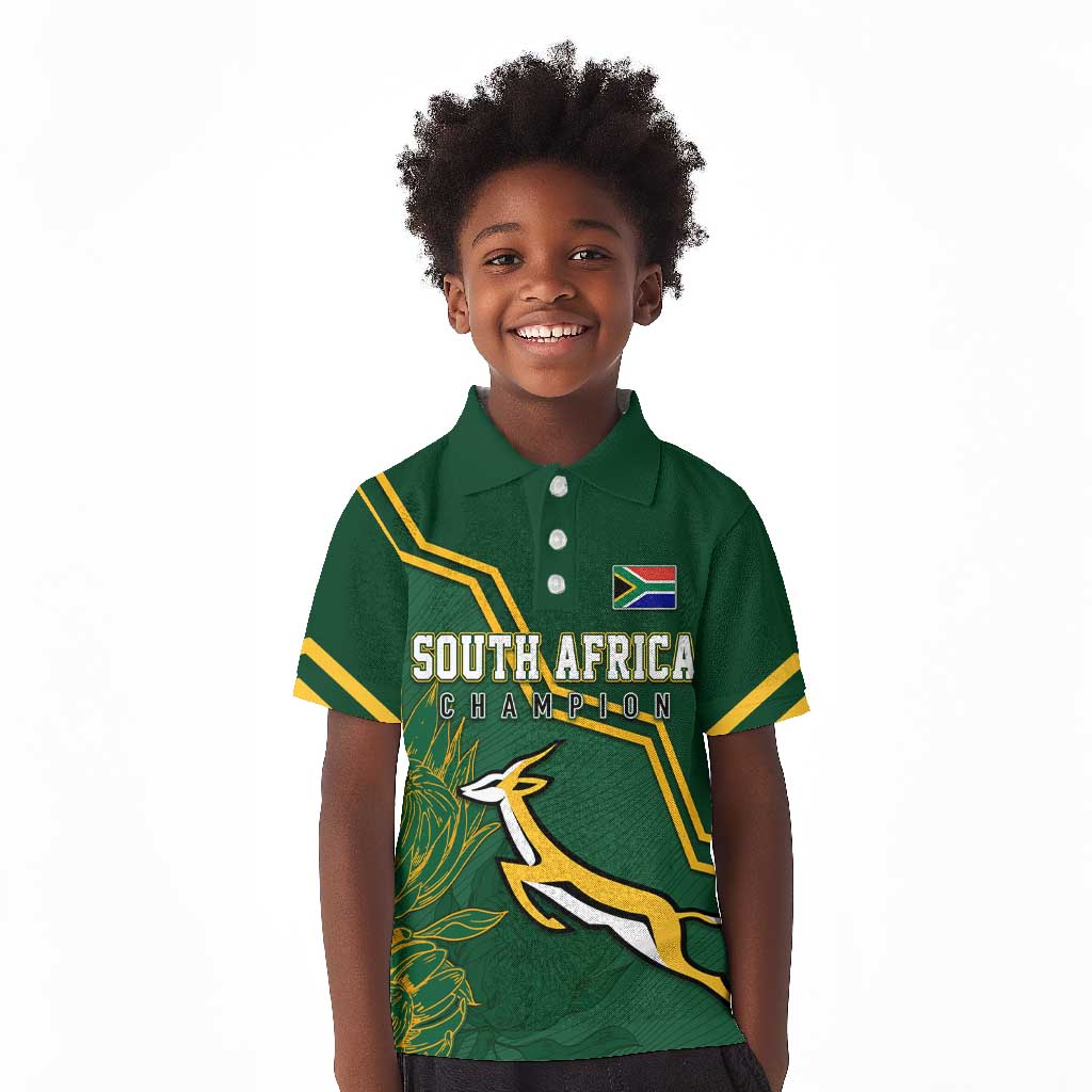 South Africa Rugby Kid Polo Shirt Champions GO Bokke