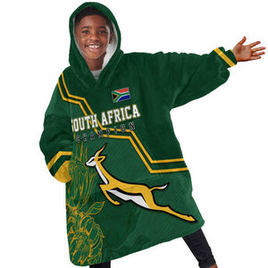 South Africa Rugby Kid Wearable Blanket Hoodie Champions GO Bokke