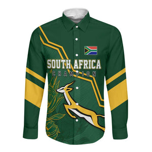 South Africa Rugby Long Sleeve Button Shirt Champions GO Bokke