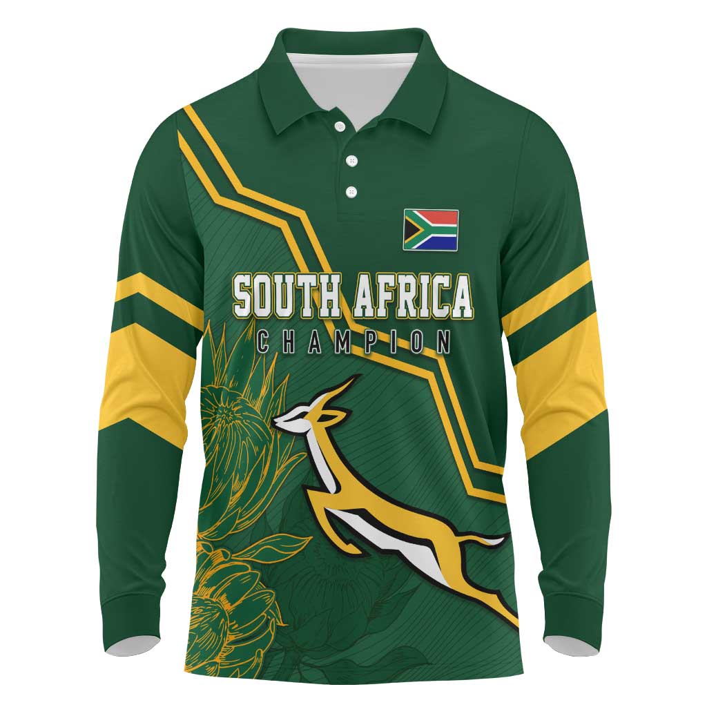 South Africa Rugby Long Sleeve Polo Shirt Champions GO Bokke