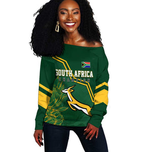 South Africa Rugby Off Shoulder Sweater Champions GO Bokke