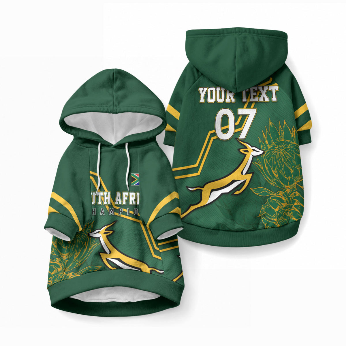 South Africa Rugby 2023 Custom Pet Hoodie Champions GO Bokke