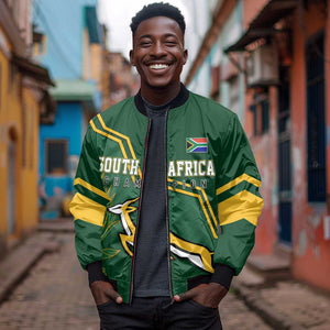 South Africa Rugby Sleeve Zip Bomber Jacket Champions GO Bokke