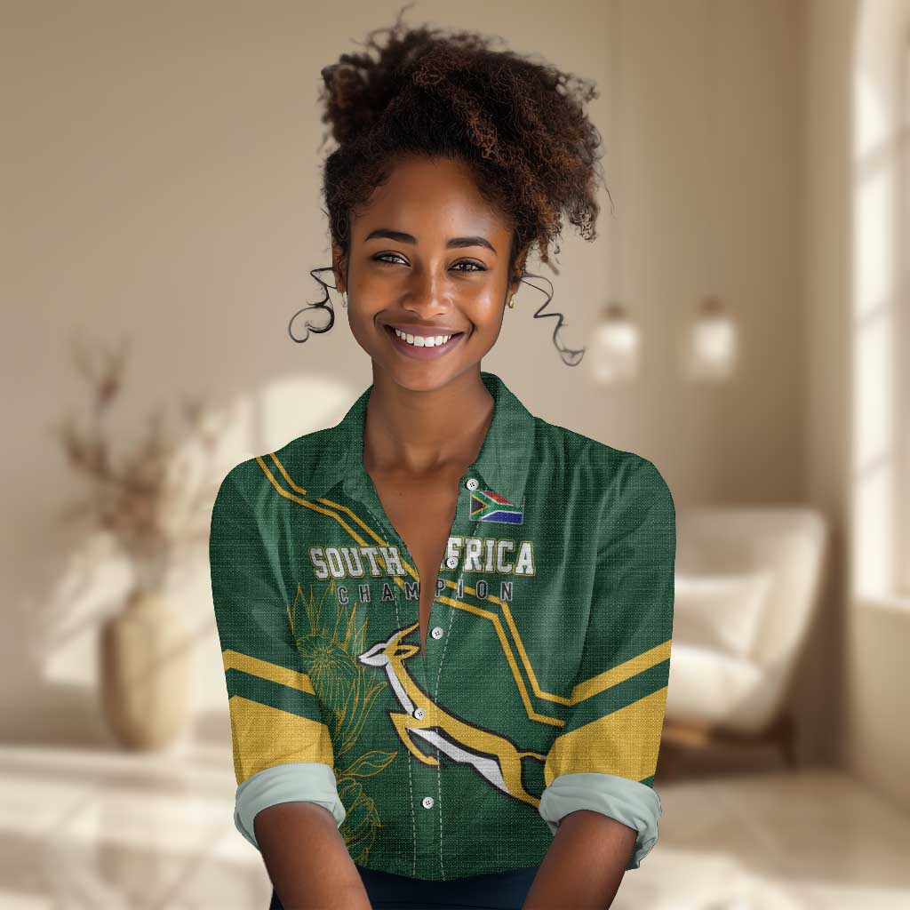 South Africa Rugby Women Casual Shirt Champions GO Bokke