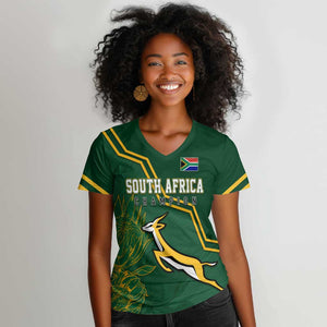 South Africa Rugby Women V-Neck T-Shirt Champions GO Bokke