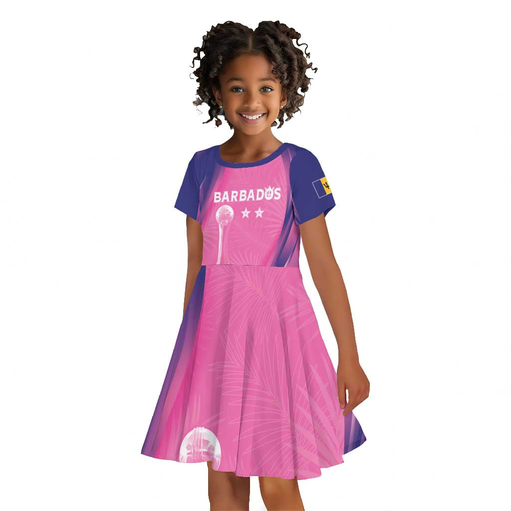 Afro-Barbadians Cricket Custom Kid Short Sleeve Dress Royal Champions - Tropical Vibes - African Pride