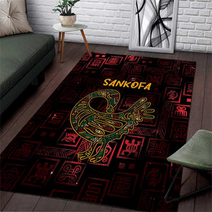 Afro-American Culture Area Rug Adinkra Sankofa Bird - Cosmic Red