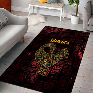 Afro-American Culture Area Rug Adinkra Sankofa Bird - Cosmic Red