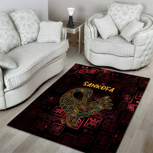 Afro-American Culture Area Rug Adinkra Sankofa Bird - Cosmic Red