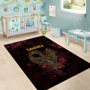 Afro-American Culture Area Rug Adinkra Sankofa Bird - Cosmic Red