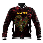 Afro-American Culture Baseball Jacket Adinkra Sankofa Bird - Cosmic Red