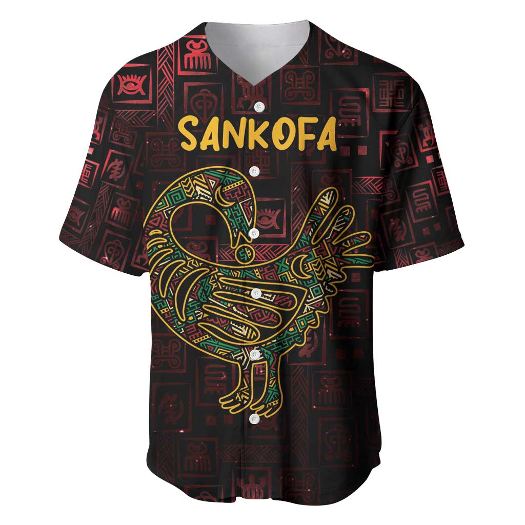 Afro-American Culture Baseball Jersey Adinkra Sankofa Bird - Cosmic Red