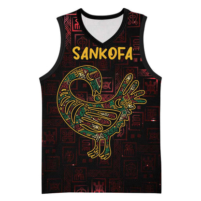 Afro-American Culture Basketball Jersey Adinkra Sankofa Bird - Cosmic Red LT7