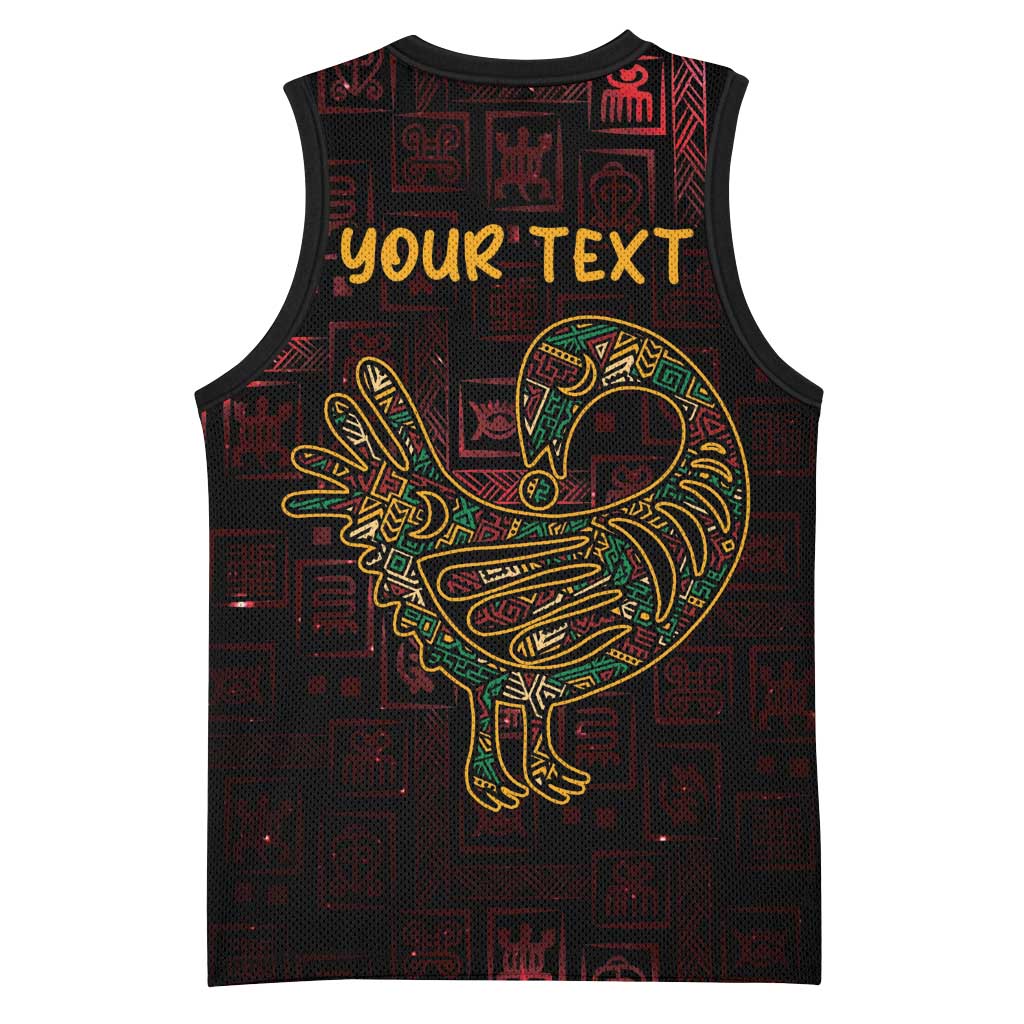 Afro-American Culture Basketball Jersey Adinkra Sankofa Bird - Cosmic Red LT7