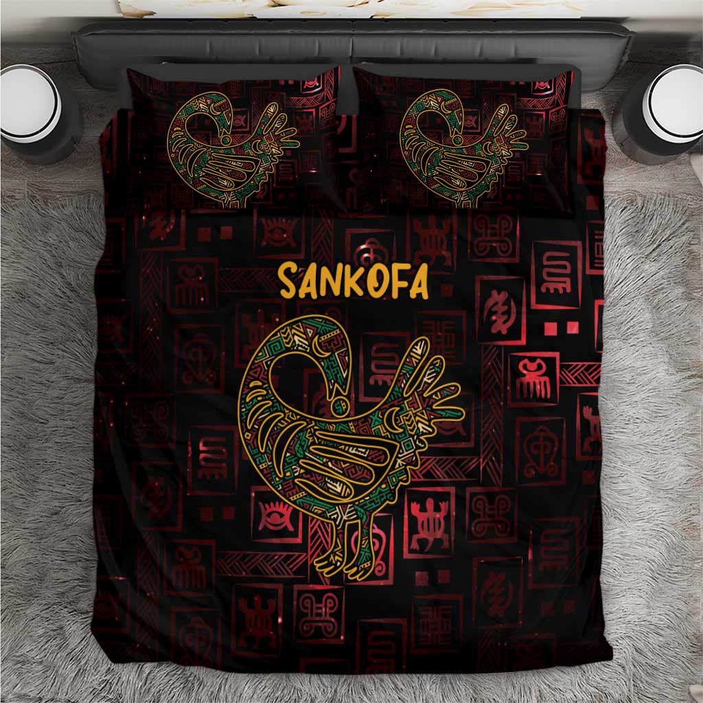 Afro-American Culture Bedding Set Adinkra Sankofa Bird - Cosmic Red