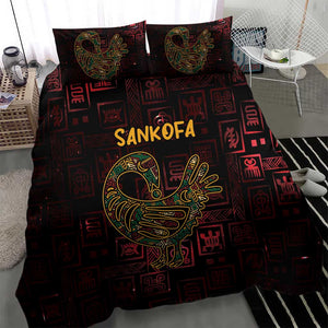 Afro-American Culture Bedding Set Adinkra Sankofa Bird - Cosmic Red