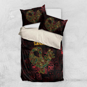 Afro-American Culture Bedding Set Adinkra Sankofa Bird - Cosmic Red