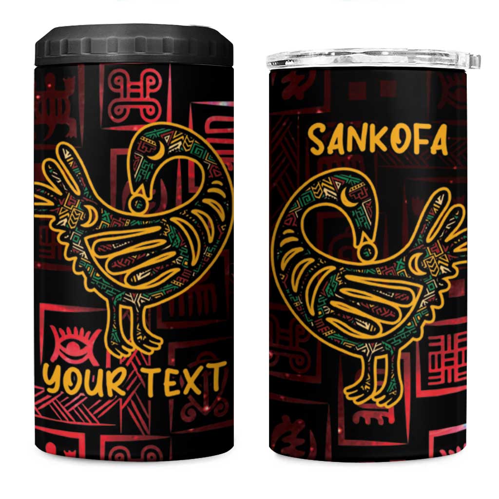 Afro-American Culture 4 in 1 Can Cooler Tumbler Adinkra Sankofa Bird - Cosmic Red