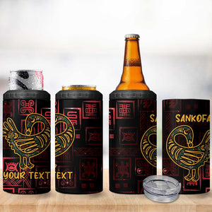 Afro-American Culture 4 in 1 Can Cooler Tumbler Adinkra Sankofa Bird - Cosmic Red