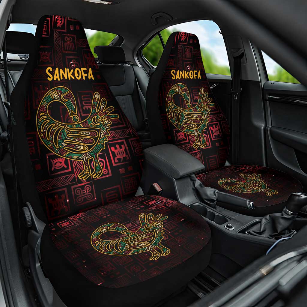 Afro-American Culture Car Seat Cover Adinkra Sankofa Bird - Cosmic Red