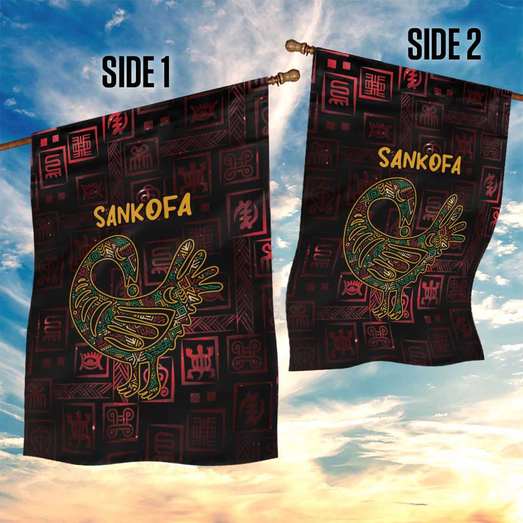 Afro-American Culture Garden Flag Adinkra Sankofa Bird - Cosmic Red
