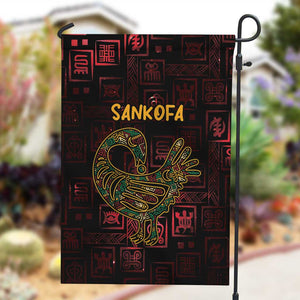 Afro-American Culture Garden Flag Adinkra Sankofa Bird - Cosmic Red