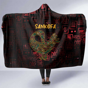 Afro-American Culture Hooded Blanket Adinkra Sankofa Bird - Cosmic Red