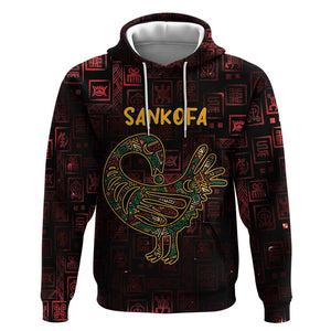 Afro-American Culture Hoodie Adinkra Sankofa Bird - Cosmic Red