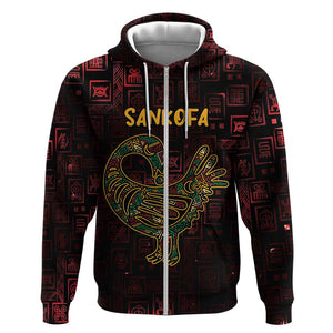 Afro-American Culture Hoodie Adinkra Sankofa Bird - Cosmic Red