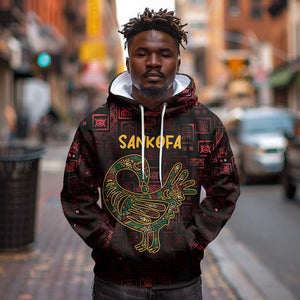 Afro-American Culture Hoodie Adinkra Sankofa Bird - Cosmic Red