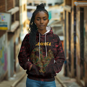 Afro-American Culture Hoodie Adinkra Sankofa Bird - Cosmic Red