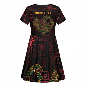 Afro-American Culture Kid Short Sleeve Dress Adinkra Sankofa Bird - Cosmic Red