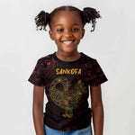 Afro-American Culture Kid T shirt Adinkra Sankofa Bird - Cosmic Red