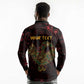 Afro-American Culture Long Sleeve Polo Shirt Adinkra Sankofa Bird - Cosmic Red