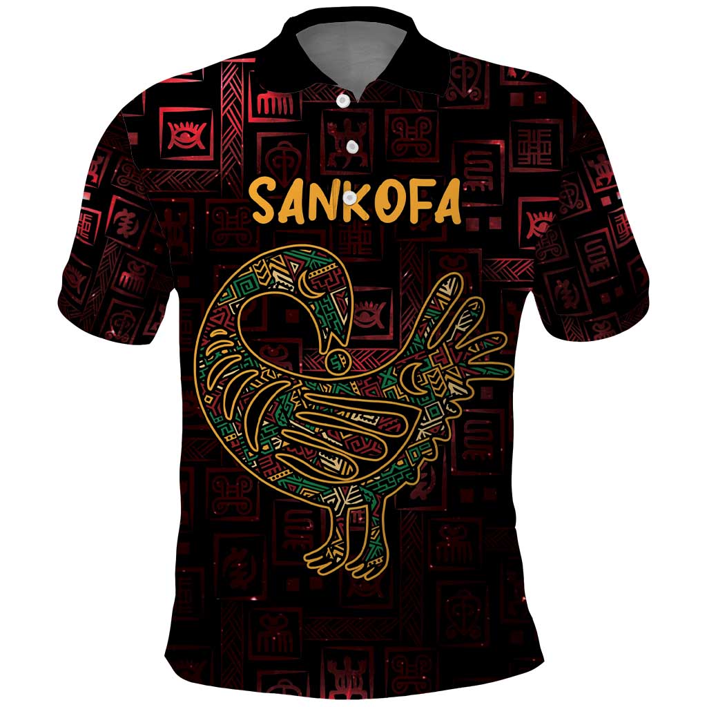 Afro-American Culture Polo Shirt Adinkra Sankofa Bird - Cosmic Red