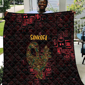 Afro-American Culture Quilt Adinkra Sankofa Bird - Cosmic Red