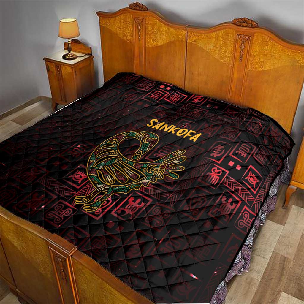 Afro-American Culture Quilt Adinkra Sankofa Bird - Cosmic Red