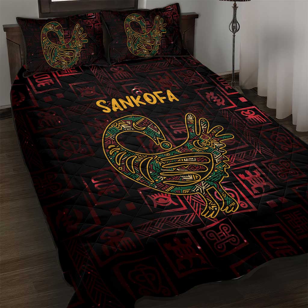 Afro-American Culture Quilt Bed Set Adinkra Sankofa Bird - Cosmic Red