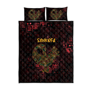 Afro-American Culture Quilt Bed Set Adinkra Sankofa Bird - Cosmic Red