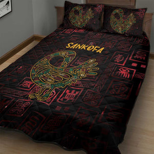 Afro-American Culture Quilt Bed Set Adinkra Sankofa Bird - Cosmic Red