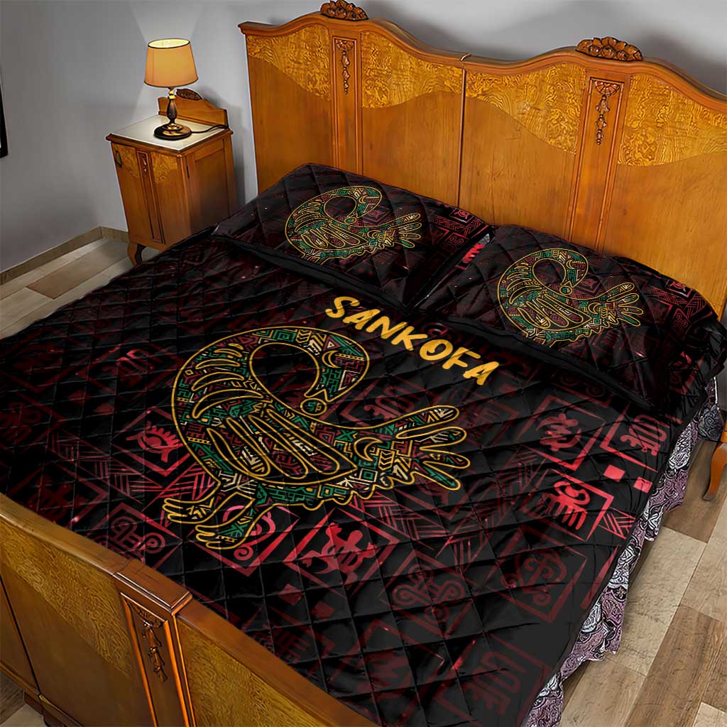 Afro-American Culture Quilt Bed Set Adinkra Sankofa Bird - Cosmic Red