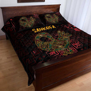 Afro-American Culture Quilt Bed Set Adinkra Sankofa Bird - Cosmic Red