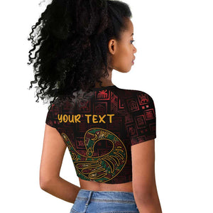 Afro-American Culture Raglan Cropped T shirt Adinkra Sankofa Bird - Cosmic Red