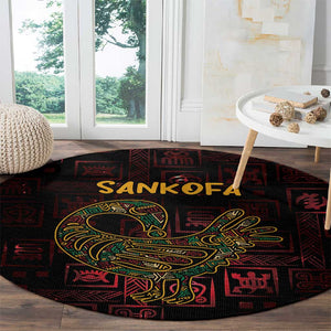 Afro-American Culture Round Carpet Adinkra Sankofa Bird - Cosmic Red